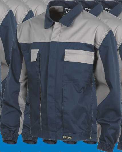 138 WORKTEAM Future TRÈS RESISTANT WF4550 BleuDeTravailMacacão M(50/52) L(54/56) XL(58/60) XXL(62/64) Bleu de travail à fermeture éclair cachée par un rabat avec velcro. Col chemisier.