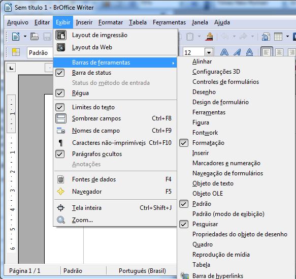 OPS. A barra de ferramentas não esta aparecendo Clique em Exibir Barras de Ferramentas e depois selecione
