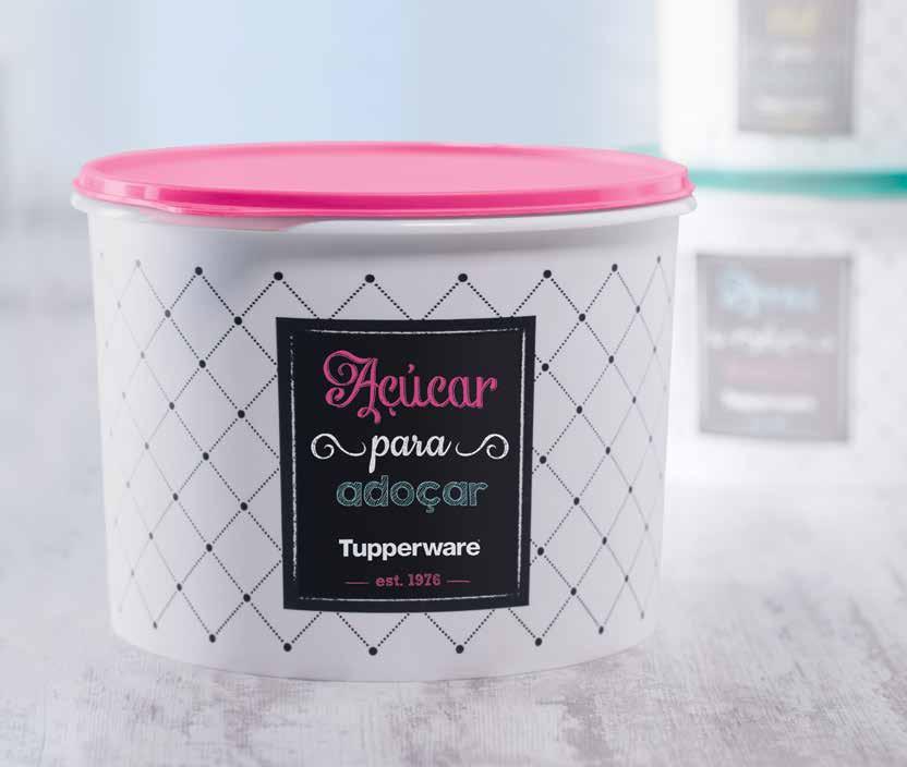 X 18,6 larg. X 13,3 alt. (cm) R$67,00 4 Armazene sem umidade e prepare doces receitas 5kg 804025 Tupper Caixa Açúcar Bistrô* 5Kg 24,9 comp. X 23,4 larg. X 17,5 alt.