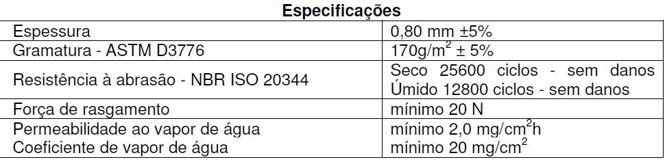 técnicos: 2.4 FORRO FRONTAL DO CANO, em poliéster dublado com espuma de P.U.