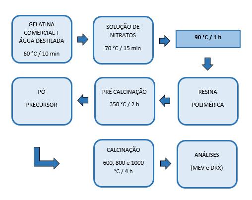As dispersões precursoras foram inicialmente preparadas diluindo a gelatina comercial em um Becker que continha água destilada previamente aquecida a 60 ºC e agitada durante 10 minutos.