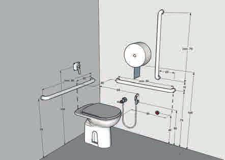 alarme cotas em cm Figura 75 - Dimensionamento e posição das barras de apoio (Nota Técnica 06/2016 do MPF) O lavatório deve ser instalado em local que não interfira na área de transferência.