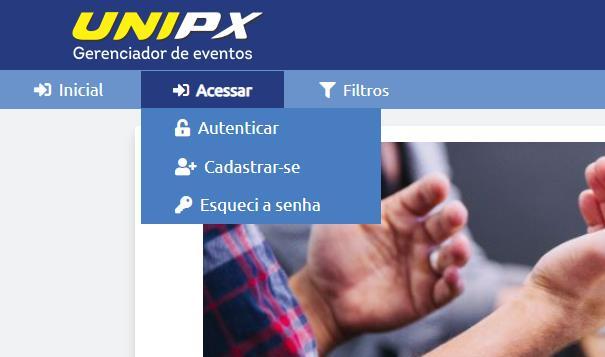 Na parte superior do site, temos um menu com botões que utilizaremos para a navegação do site. O primeiro deles é o Inicial, ao clicar nele o usuário é redirecionado para a página inicial do site.