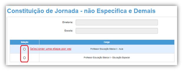 2.2- Constituição de Jornada - Não Específica e Demais O sistema respeitará a ordem de classificação e quadro aulas homologado para atribuição.