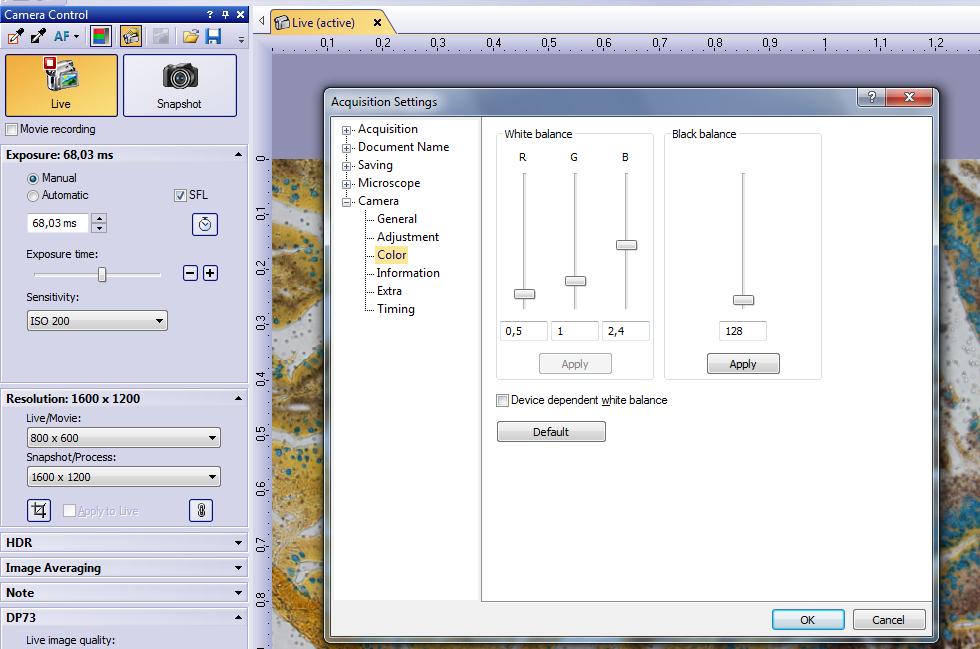 clique no ícone Aquisition Settings. 14.