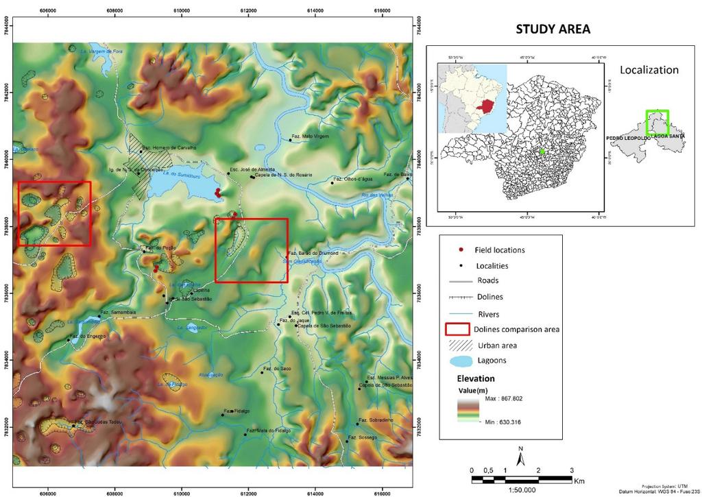 Fig. 6: Geomorphological map of study area, in Lagoa Santa and Pedro Leopoldo (Minas Gerais) 7 CONCLUSION After the research about the study theme, was possible conclude that the lithology indeed