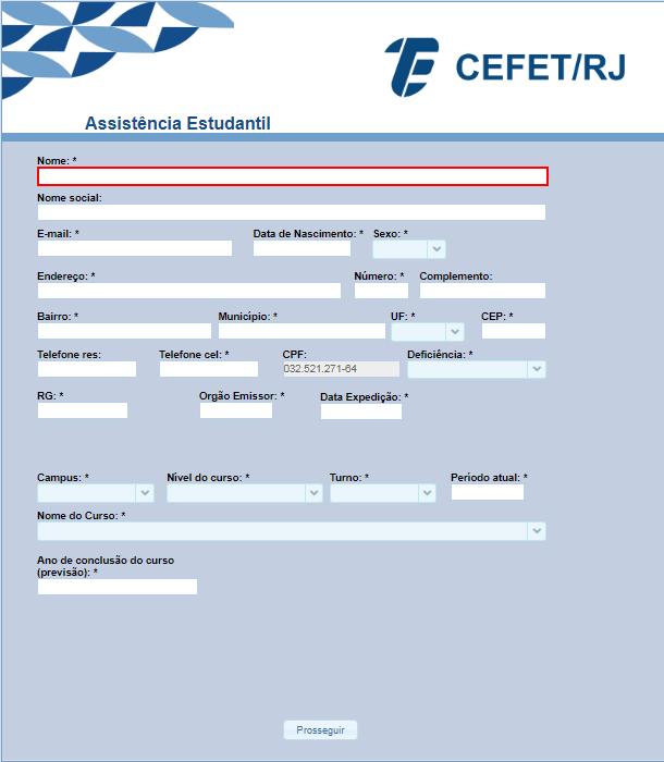 4 Preencher o Formulário Socioeconômico: - Para o candidato que já possui matrícula, e acessou o sistema com o login do Portal do Aluno, os dados do Formulário Socioeconômico serão preenchidos