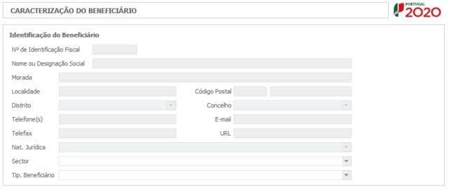 Página 3 - Caracterização do Beneficiário Identificação do beneficiário O Beneficiário deve, antecipadamente, efetuar o registo no Balcão 2020 (no caso de ainda não estar inscrito) para poder efetuar