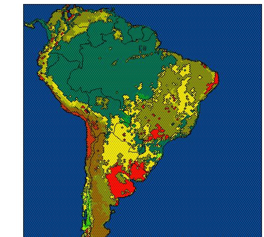 Vegetation types Física Soil Types SSiB Vegetation Types (Dorman and Sellers, 1989; JAM) 1: Broadleaf-evergreen trees (tropical forest) 2: Broadleaf-deciduous trees 3: Broadleaf and needleleaf trees