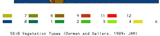 groundcover 9: Broadleaf shrubs with bare soil 10: Dwarf trees and shrubs with groundcover (tundra) 11: Bare soil 12: Cultivations (the same parameters for the Type 7) 13: Glacial TYPES Zobler (1986)