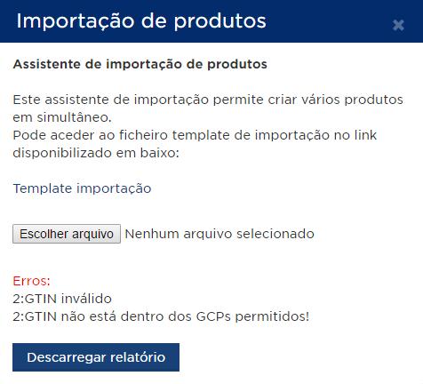 descarregado um Template de importação, em excel, que contém toda a informação necessária para efectuar o carregamento de produtos.