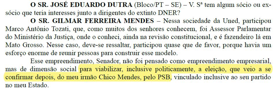 Gilmar Mendes declara a