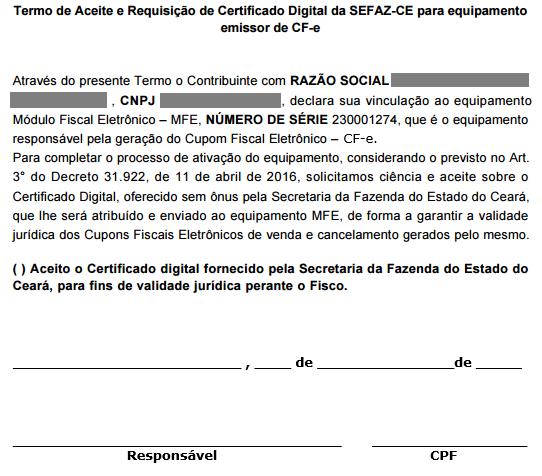 Após clicar sobre o botão Download do Termo de Aceite será baixado o arquivo em formato PDF.