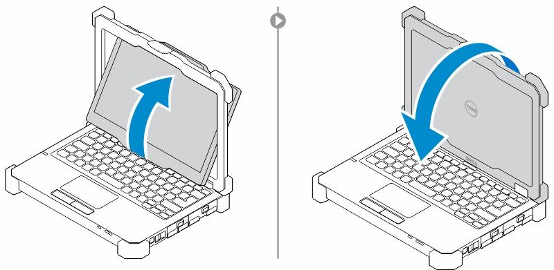 Como converter entre os modos de notebook e tablet 1. Para desacoplar o computador, pressione a trava da tela. 2.