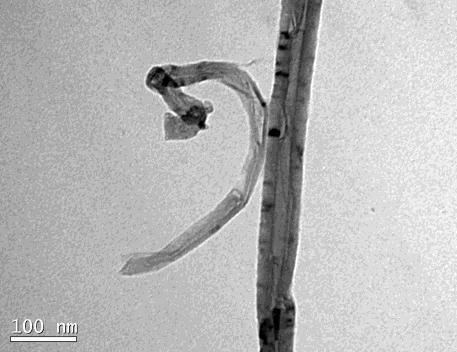 min -1 de metano para os catalisadores contendo 5% Ni e 10% Ni a 700 C. De acordo com as micrografias, é possível verificar a presença de partículas de Ni encapsuladas dentro dos nanotubos.