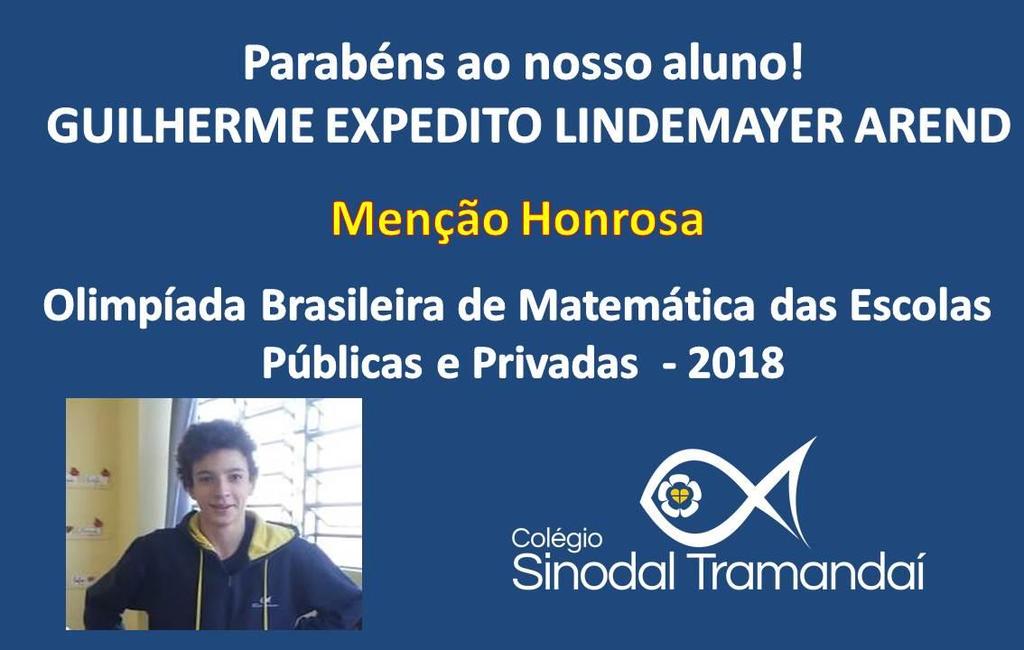 Aulas de Revisão de Matemática AF9º ano e Ensino Médio A professora Lisiane estará de plantão no dia 30 de novembro de 2018 para auxiliar os alunos do AF9º ano e Ensino Médio nas dúvidas referentes