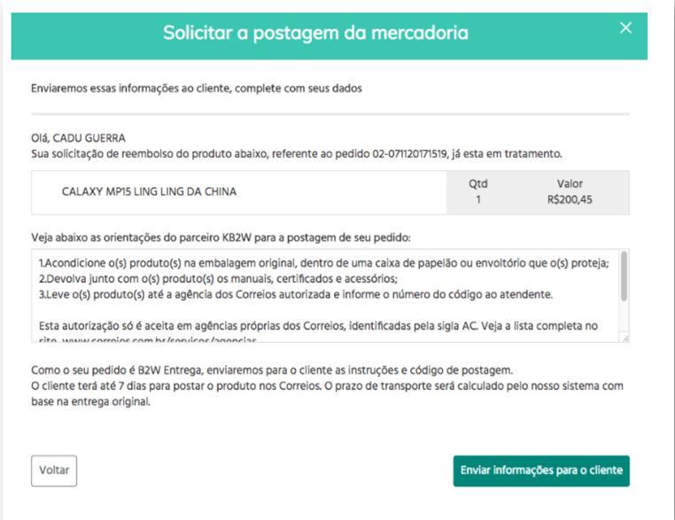 Reversa Importante: A reversa só se aplica aos itens que forem entregues como B2W Entrega.