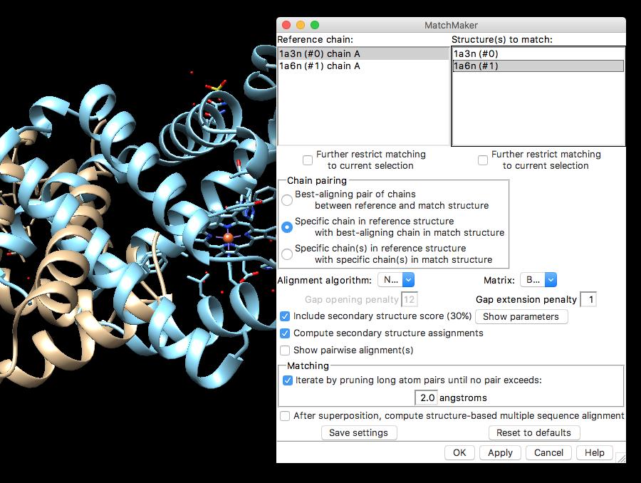 Comparação das estruturas 3D de duas proteínas. Agora vamos comparar as estruturas. No programa Chimera, abra primeiro a estrutura da hemoglobina (1A3N): 1.