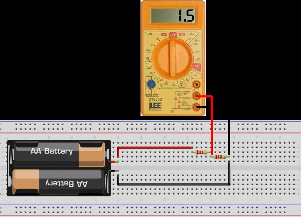 Com essa experiência você vai notar que as duas pilhas irão aplicar 3,0 Volts ao circuito e entre os