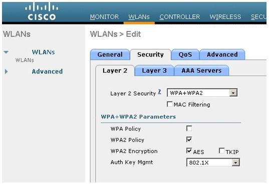 9. Para terminar a configuração local da autenticação de EAP, configurar o WLAN para a autenticação de EAP local usando o servidor