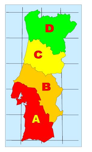 Comportamento das Estruturas à Acção Sísmica Figura 2.18 Zonamento do território [2] O edifício em análise localiza-se no Monte da Caparica que se inclui na zona A, segundo a Figura 2.18. zona sísmica.