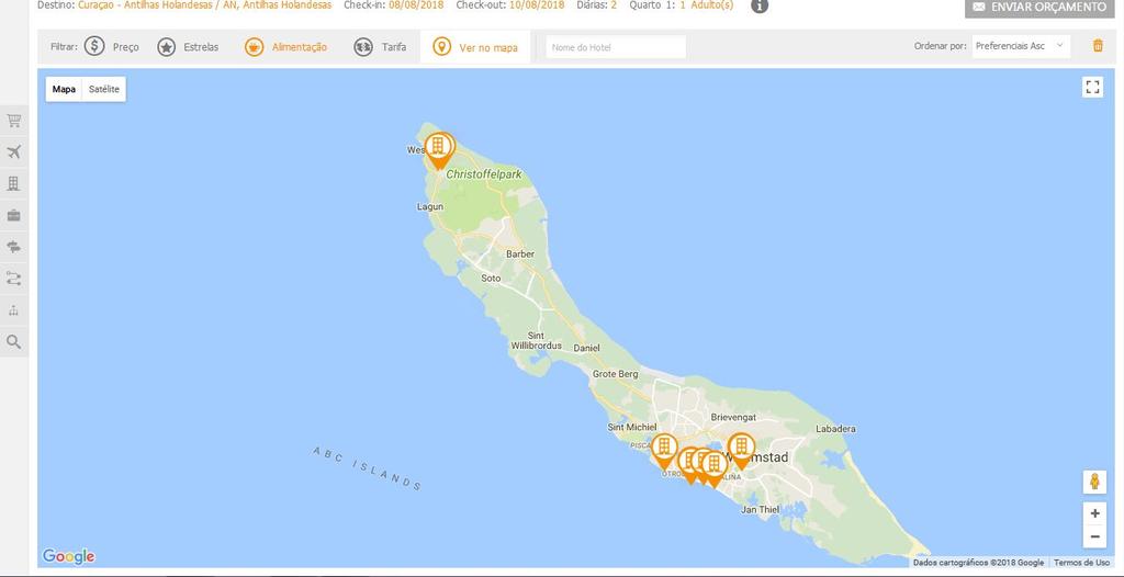 5.2.1.5. Ver no mapa O Ver no mapa te permite verificar os hotéis no entorno de acordo com o destino escolhido em um mapa. 5.2.1.6.