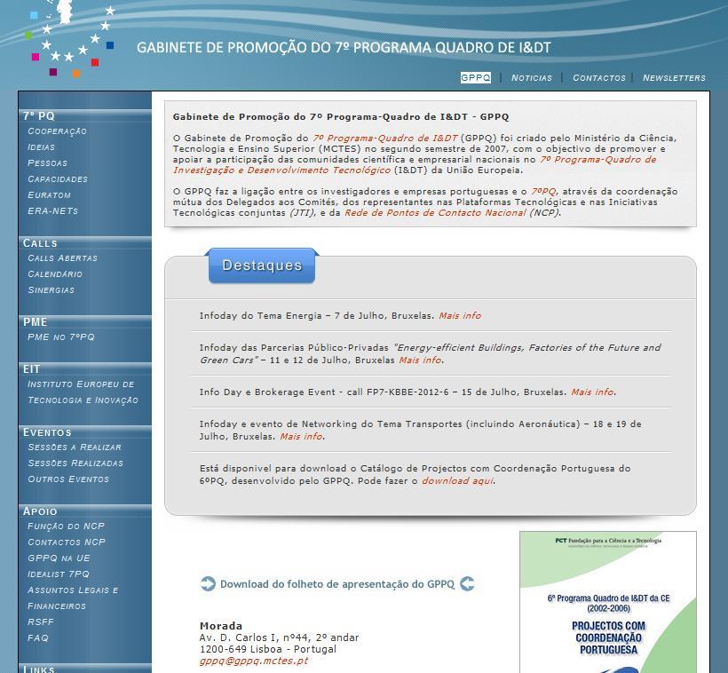 GPPQ Gabinete de promoção do FP7 Mandato do GPPQ www.gppq.mctes.