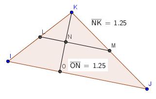 Uma das formas de se constatar formalmente que esta relação entre as áreas é verdadeira pode ser dada a partir do próprio teorema da base média de um triângulo.