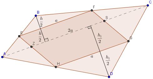 Conhecendo então a relação apresentada acima sobre a altura do triângulo dividida pela base média, ou seja, que a base média divide esta altura em duas partes congruentes, podemos mostrar a relação