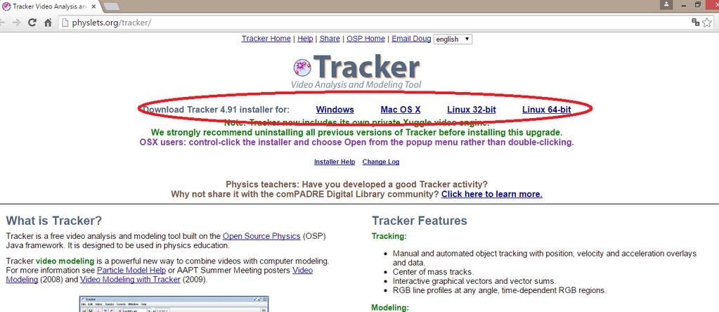 VIDEOANÁLISE DO EXPERIMENTO DE MILLIKAN Instalação do Tracker Vá até a página <http://physlets.org/tracker/>. Baixe o programa de acordo com seu sistema operacional (Windows, Mac, Linux e etc.).
