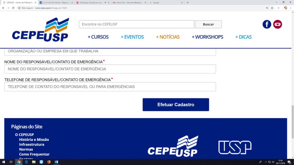 7 Importante: No Sistema CEPEUSP, o seu nome não deve estar com abreviações e precisa ser idêntico ao Júpiterweb.