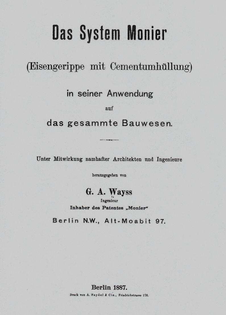 pág. 1/18 Livro O Sistema Monier - Berlin - 1887 O Sistema Monier (Tela de aço envolta em cimento) em sua aplicação à Construção em geral Com a colaboração de renomados arquitetos e