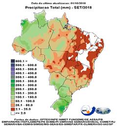 3 INFOQUEIMA SET/18 INFOQUEIMA SET/18 4 1 Monitoramento de Focos e Condições Meteorológicas Mapa 1.3: Total de chuva em Mapa 1.