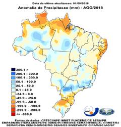 (anomalias positivas) de mais chuvas nas regiões Norte, Sudeste, Centro Oeste e no Oeste do Nordeste.