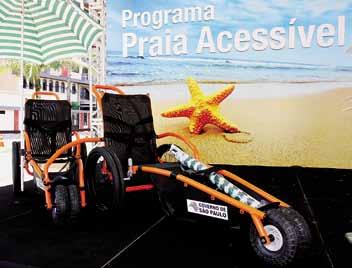 beaches of São Paulo by providing amphibious wheelchairs (special wheelchair that does not get stuck in the sand, floats in water but still requires a chaperone).