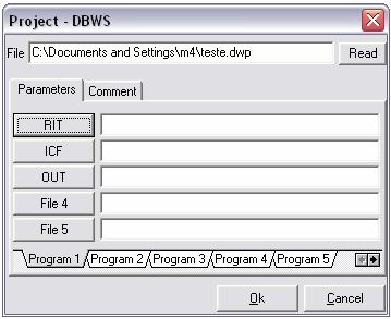 Com o comando c:\pasta\dbws arquivo1 arquivo2 arquivo 3 etc. A classe TexecutarCon, Source 8, é responsável por isso. Os nomes dos arquivos devem ser fornecidos pelo usuário na janela de projetos.