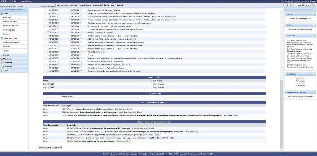 de Aulas, para utilizar quando solicitar o aproveitamento