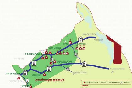 Figura 16 - Mapa da Região da Campanha Gaúcha com as rotas enoturísticas em destaque (Associação dos Vinhos da Campanha).