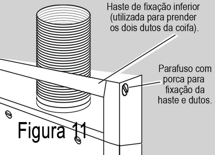 outra haste deve ser fixada na parte superior do duto deslizante