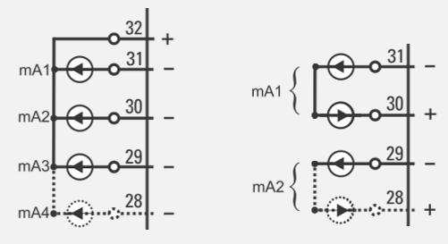 SAÍDAS ANALÓGICAS EM LOOP DE CORRENTE São quatro saídas para indicação remota de diversas grandezas, como a tensão, temperatura ou a posição de tap.