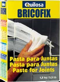 BRICOLAGE E DECORAÇÃO Massas para Juntas 2,67 Bricofix Massa para Juntas pronta a usar 6,17 Bricofix Massa para Juntas Preenche juntas em cerâmica, tanto em interiores como em exteriores.