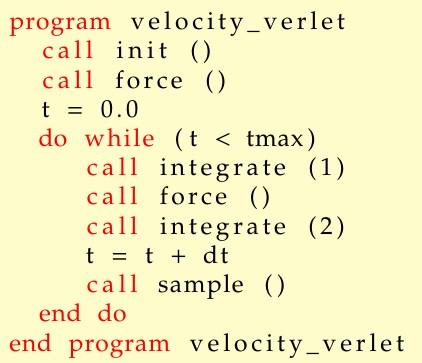 Proposta de estrutura em MD, usando velocity-verlet Inicializa posições e