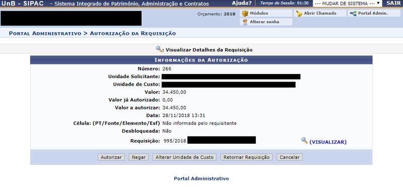 O autorizador de orçamento é definido pela direção da unidade. A Diretoria de Orçamento (DOR) é a responsável por atribuir esse perfil no SIPAC.