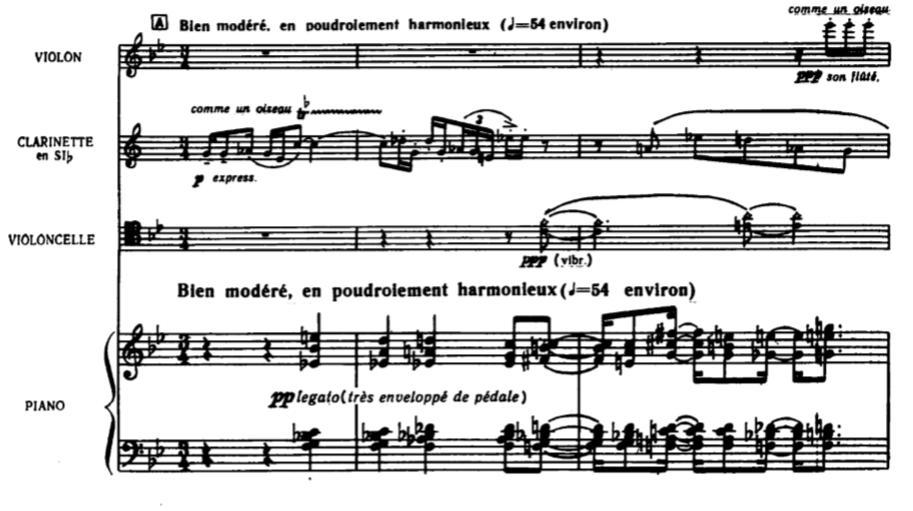 5 No primeiro compasso, a relação intervalar das notas do clarinete (já transposto) é: sol láb: 2ª m, sol mi: 3ª m, mi dó: 6ª m.