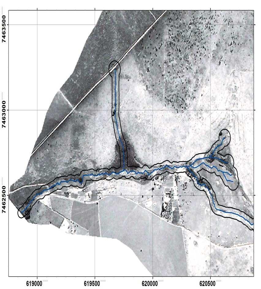 Figura 3: Fotografia aérea córrego São José 1972. Figura 4: Imagem do satélite ALOS/PRISM córrego São José 2007.