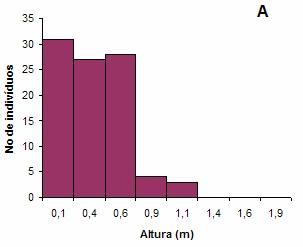 Figura 1 Distribuição de altura das espécies estudadas na mata de