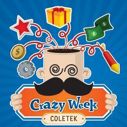 Crazy Week Como funciona: Para o consumidor: A cada 30 reais em produtos das marcas do Grupo Coletek* o consumidor da loja preenche um cupom para concorrer a um prêmio no final da semana.