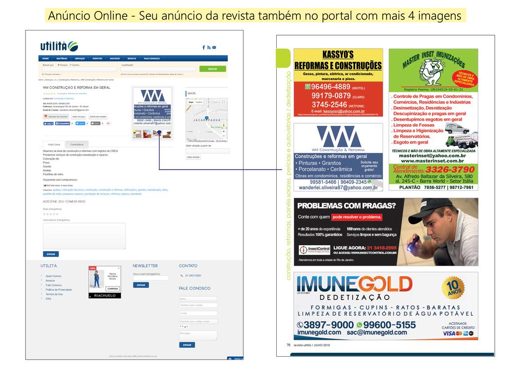 Anúncio online O cliente pode publicar no portal www.utilitaonline.com.