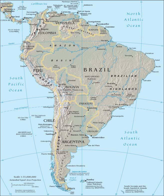 Figura 1: Mapa da América do Sul. Fonte: Wikipédia, 2007.