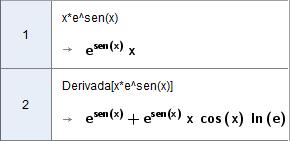 5.3. ENCONTRANDO DERIVADAS COM O GEOGEBRA 27 Nesse exemplo, é importante usar o * ou o, pois a Janela CAS irá interpretar xe como uma única variável. A resposta será obtida diretamente. Figura 5.